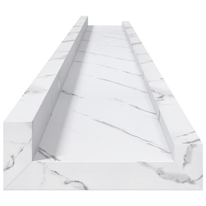 Wall Shelf 2 pcs White Marble 100 x 9 x 3 cm Engineered Wood