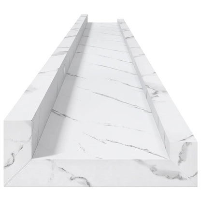 Wall Shelf 2 pcs White Marble 115 x 9 x 3 cm Engineered Wood