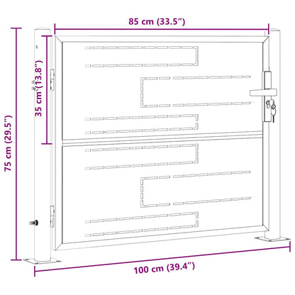 Garden Gate 85 x 70 cm Stainless Steel Silver Lockable