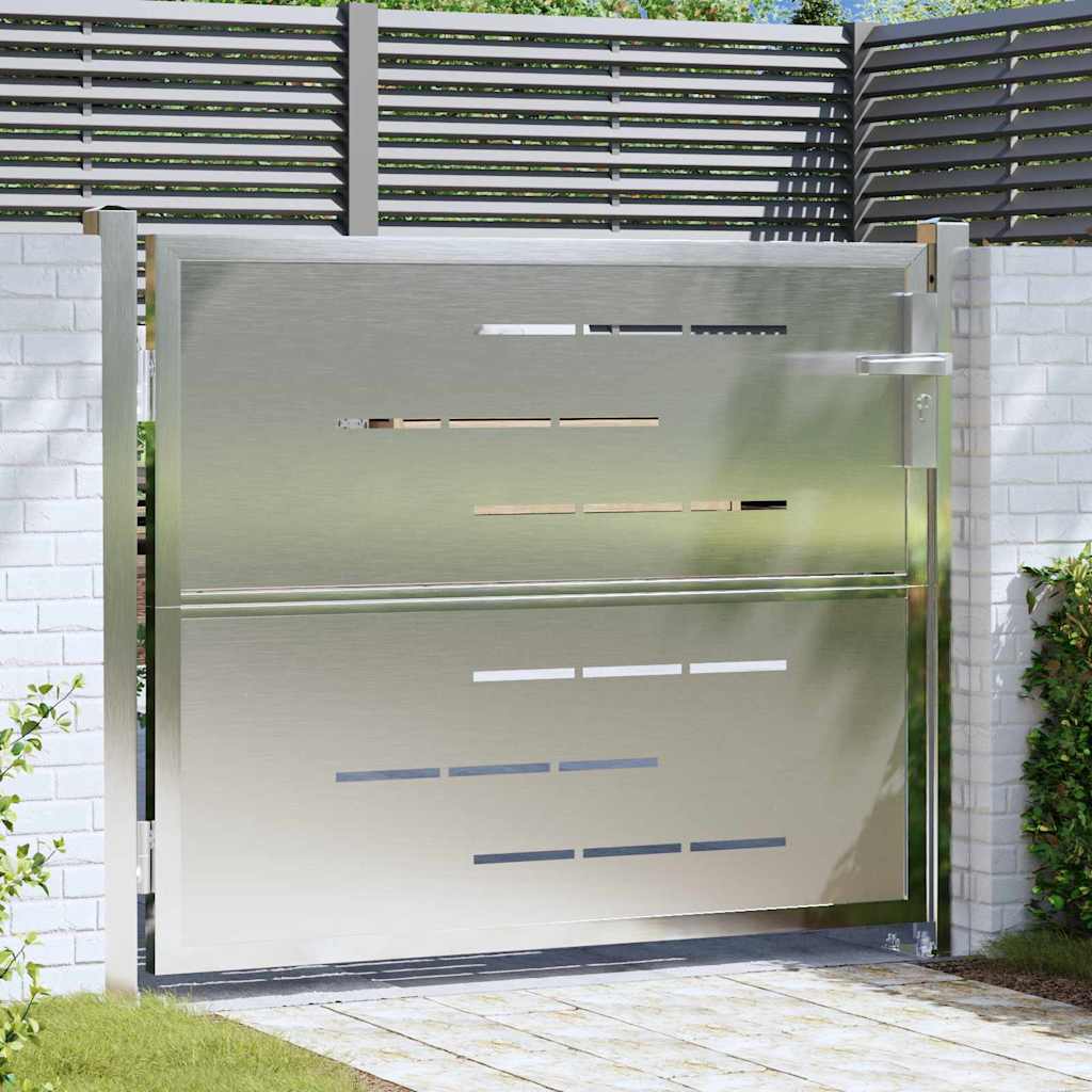 Garden Gate 85 x 70 cm Stainless Steel Silver Lockable
