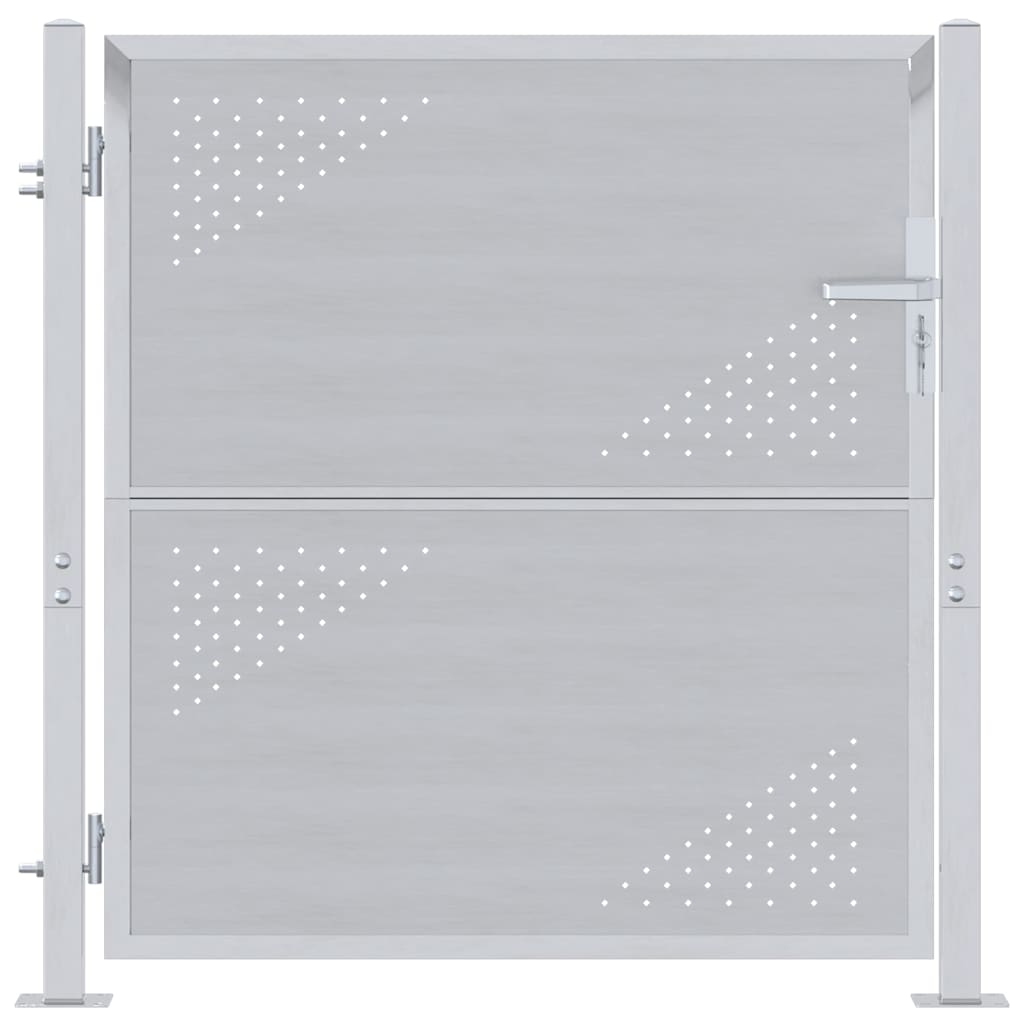 Garden Gate with Lock Silver 85 x 97 cm Stainless Steel
