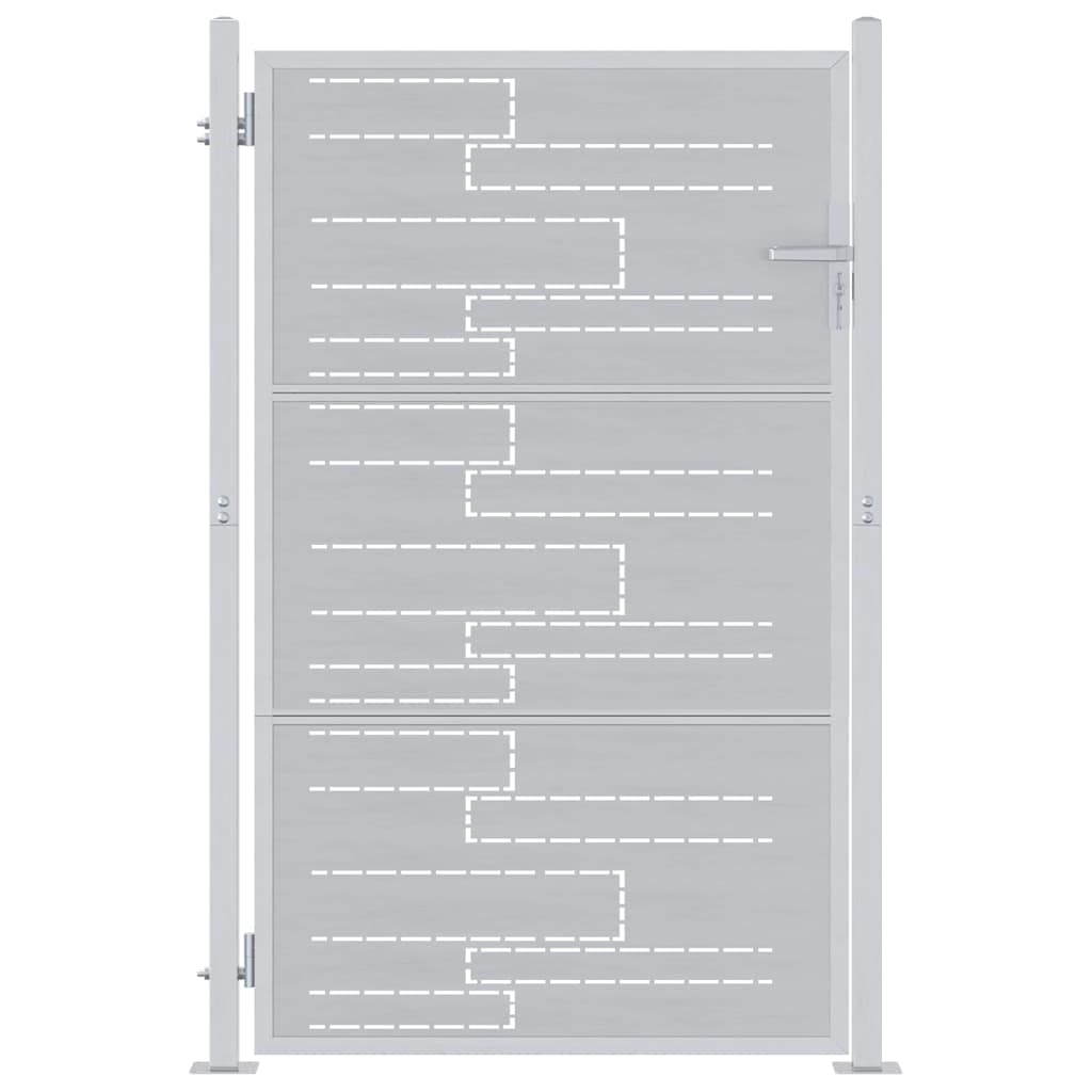 Garden Gate 85 x 144 cm Stainless Steel Silver Lockable