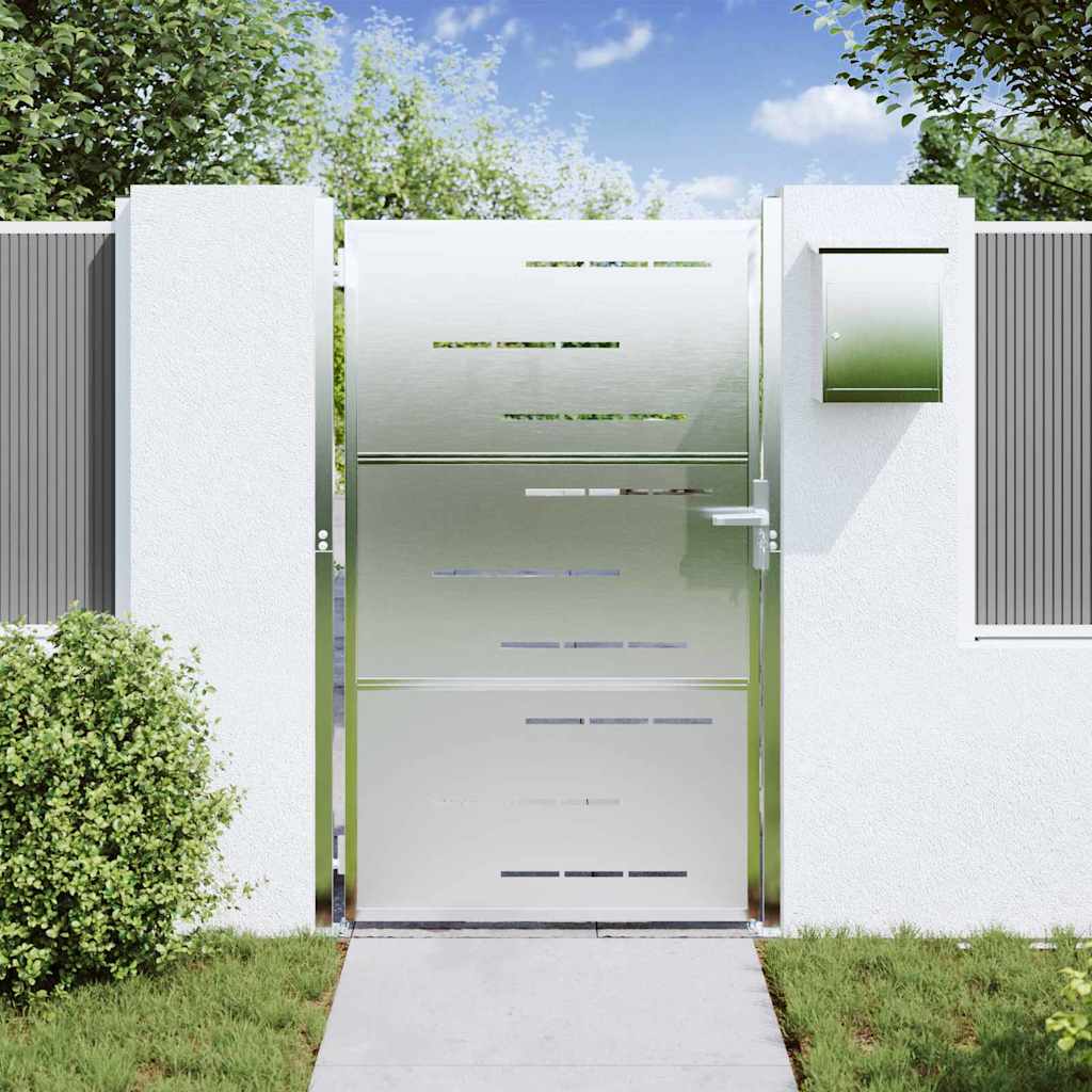 Garden Gate with Lock Silver 85 x 144 cm Stainless Steel