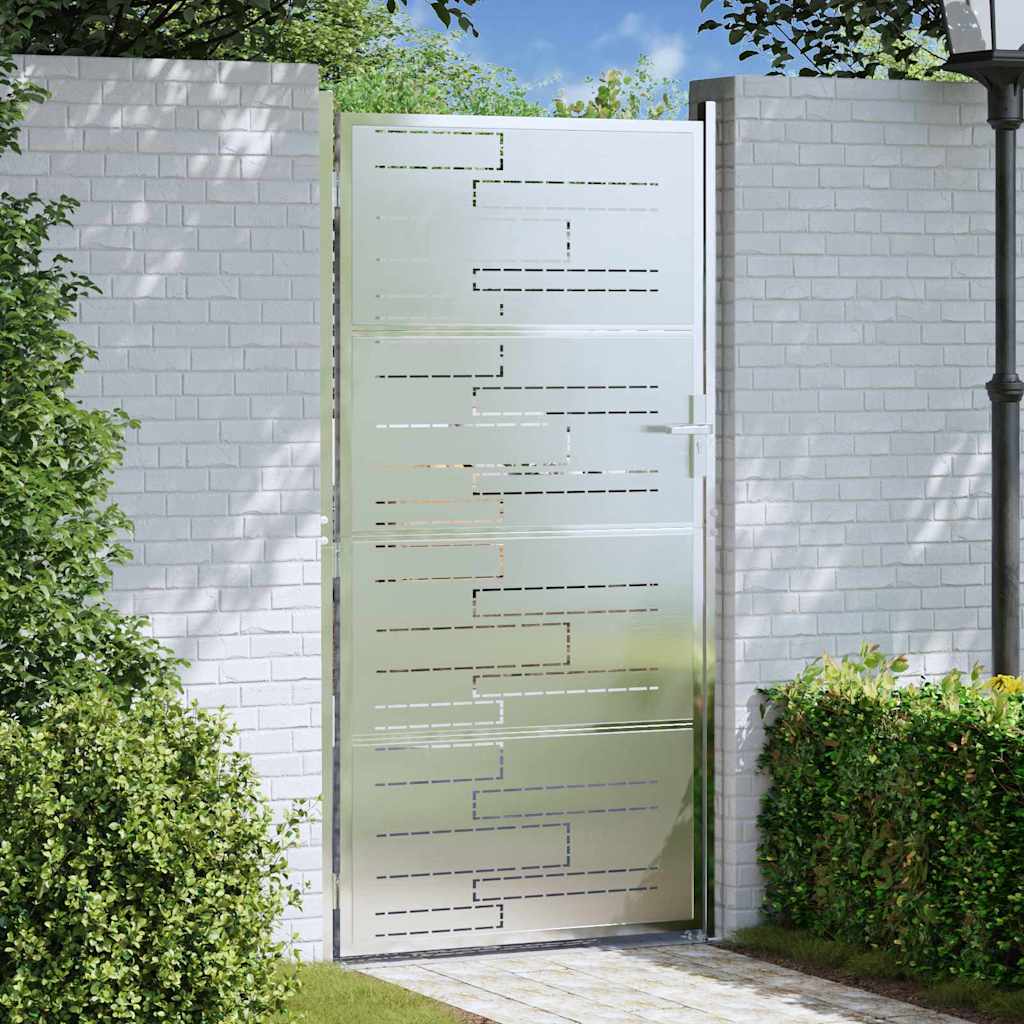 Garden Gate 85 x 174 cm Stainless Steel Silver Lockable