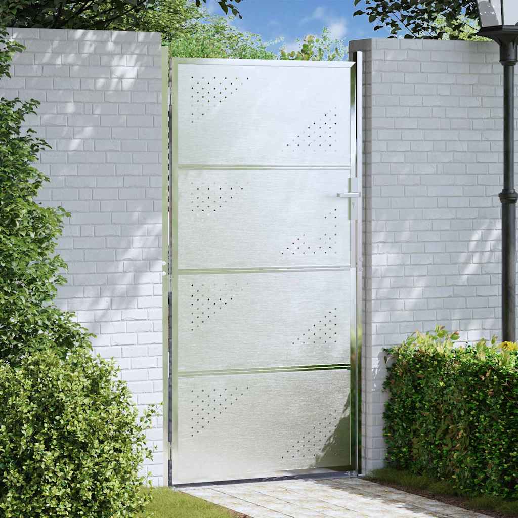 Garden Gate with Lock Silver 96 x 200 cm Stainless Steel