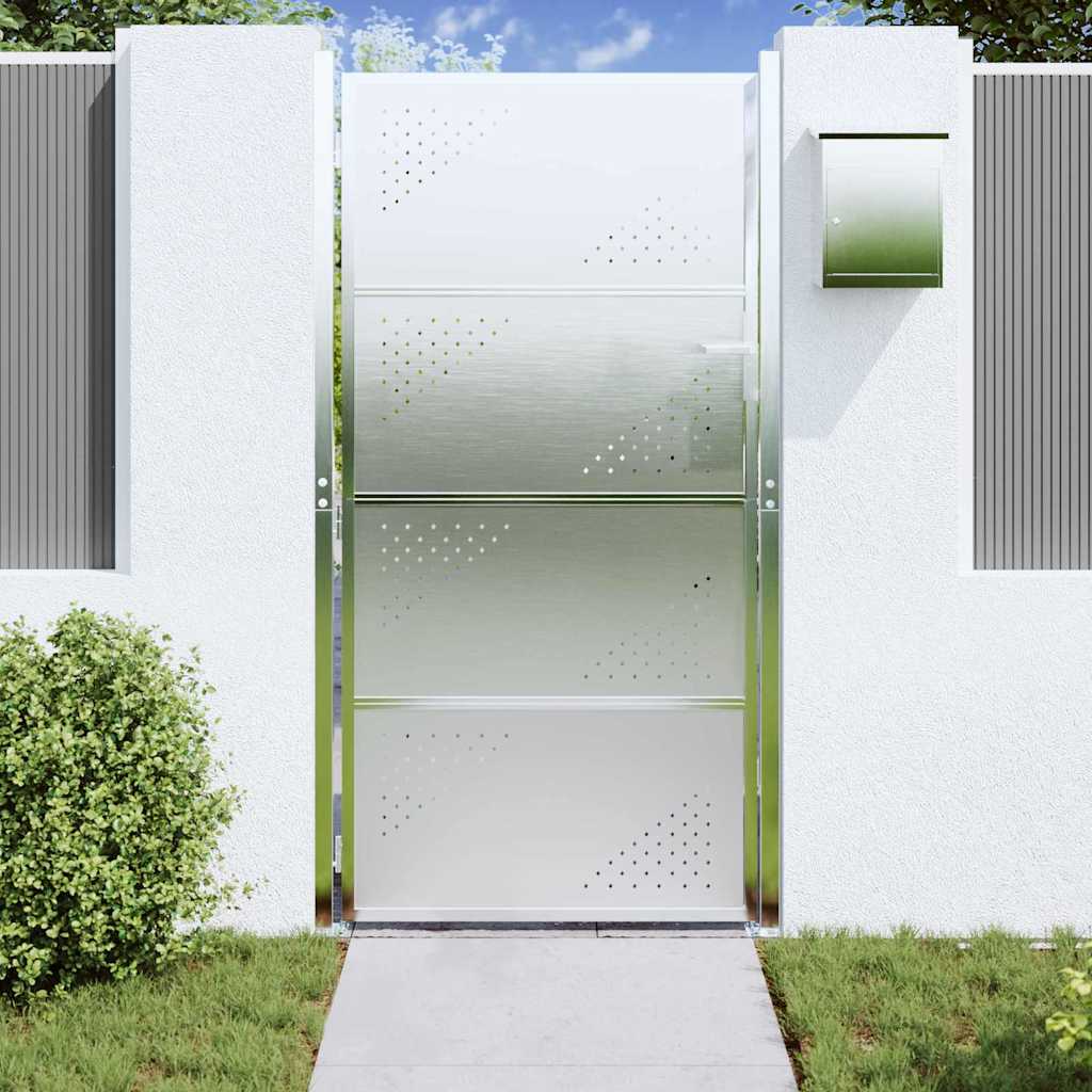 Garden Gate with Lock Silver 96 x 200 cm Stainless Steel