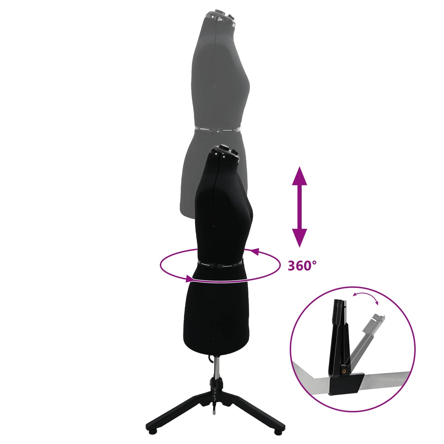 Adjustable Dress Form Female Height Adjustable Black S Velvet