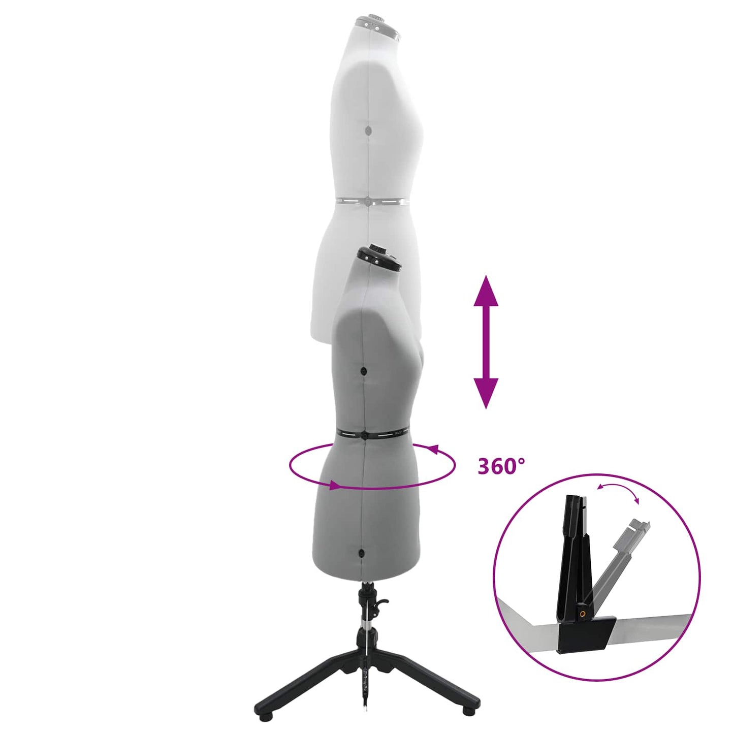Adjustable Dress Form Female Height Adjustable Grey S Velvet