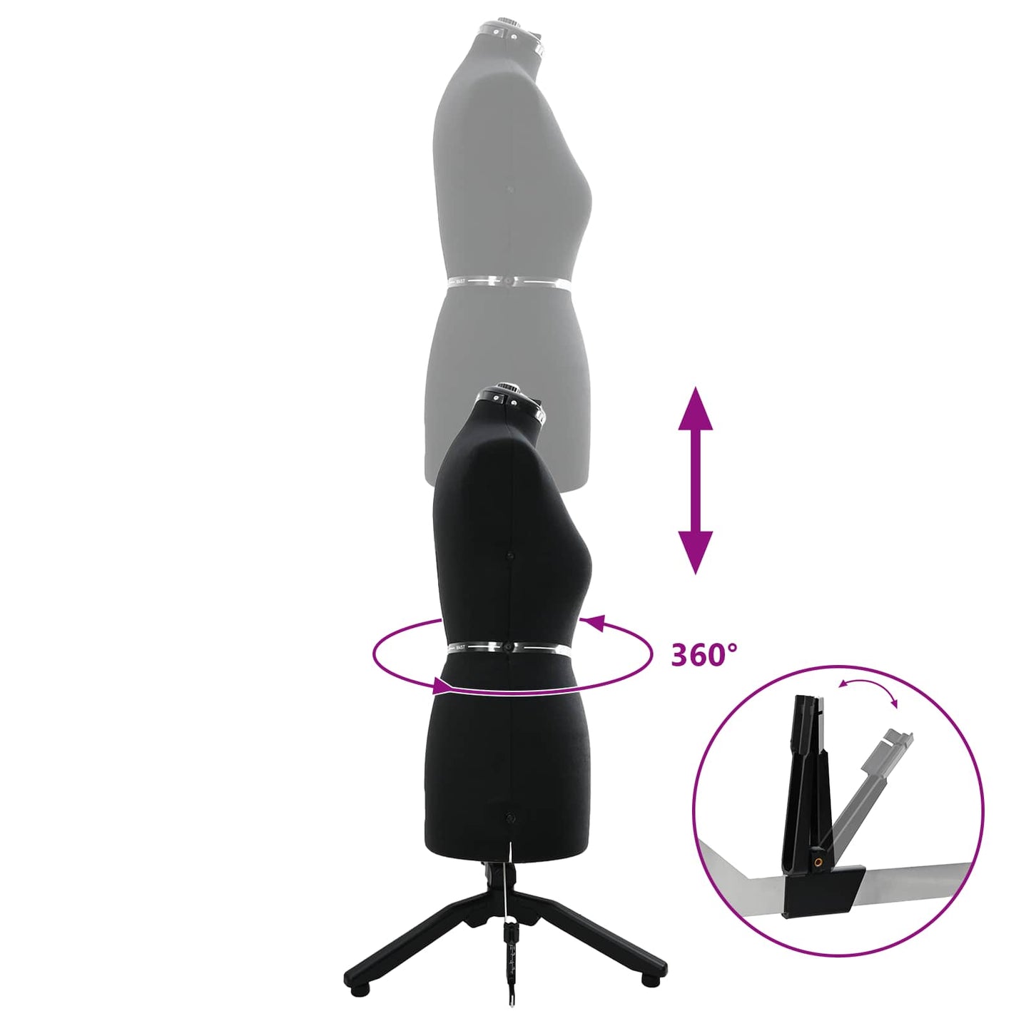 Adjustable Dress Form Female Height Adjustable Black M Velvet
