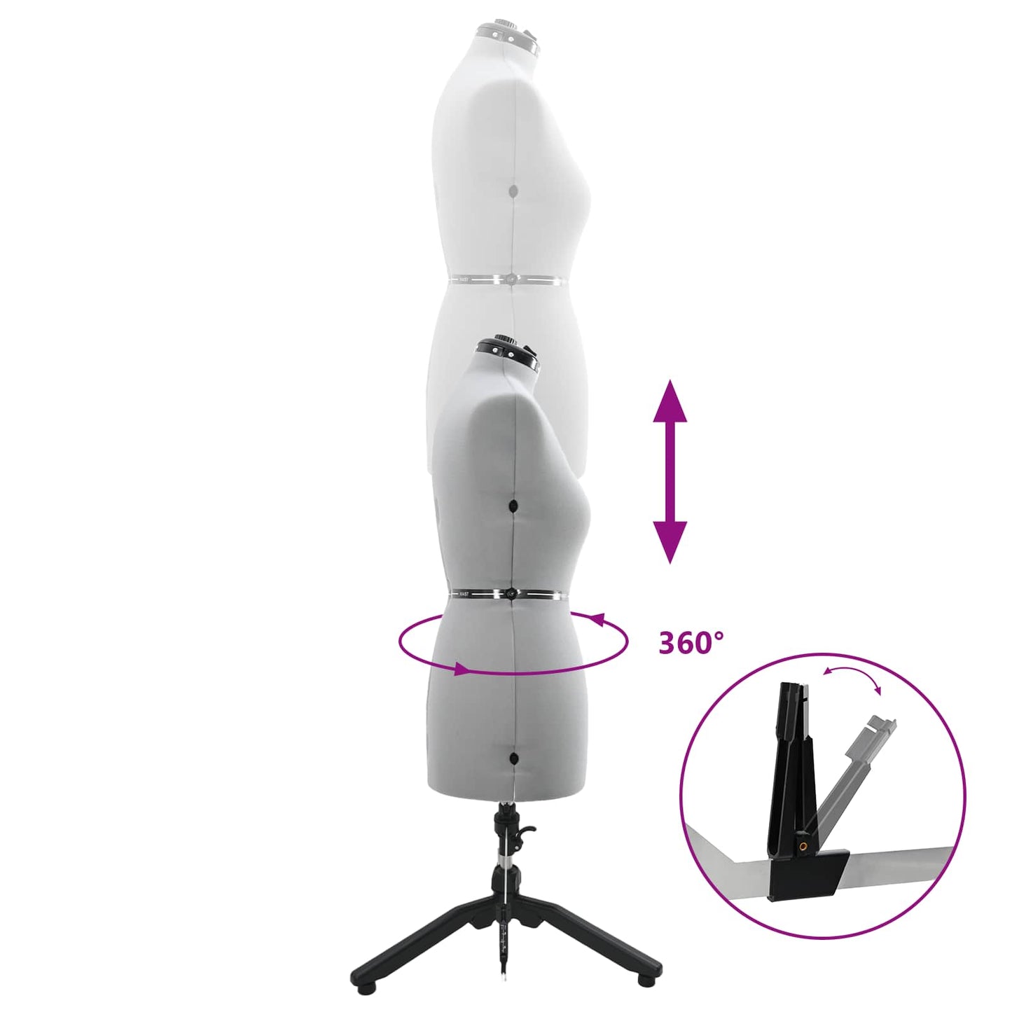 Adjustable Dress Form Female Height Adjustable Grey M Velvet