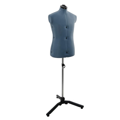 Adjustable Dress Form Male Manual Blue 37.5-45.5 inch Fabric