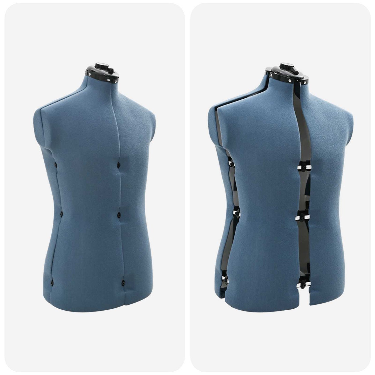 Adjustable Dress Form Male Manual Blue 37.5-45.5 inch Fabric