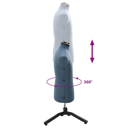 Adjustable Dress Form Male Manual Blue 37.5-45.5 inch Fabric
