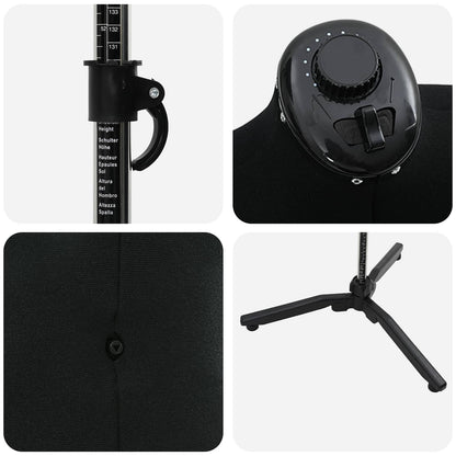 Adjustable Dress Form Male Manual Black 37.5-45.5 inch Fabric