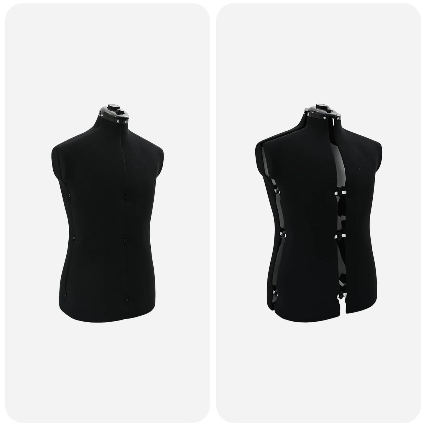 Adjustable Dress Form Male Manual Black 37.5-45.5 inch Fabric