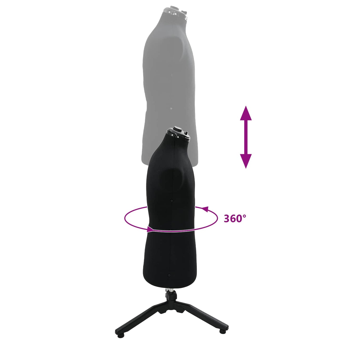 Adjustable Dress Form Male Manual Black 37.5-45.5 inch Fabric