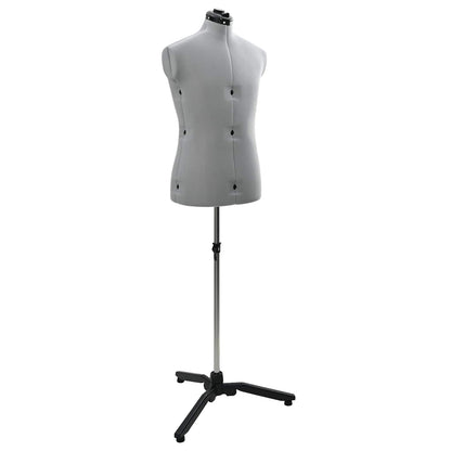 Adjustable Dress Form Male Manual Grey 37.5-45.5 inch Fabric