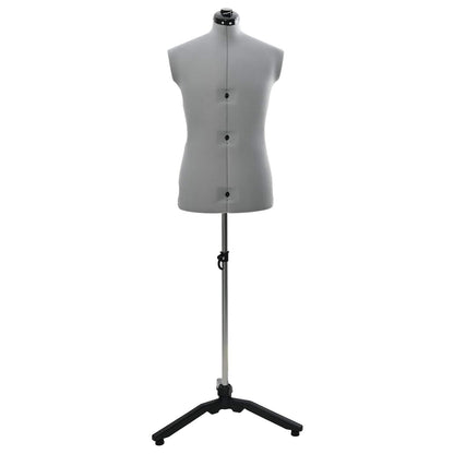 Adjustable Dress Form Male Manual Grey 37.5-45.5 inch Fabric