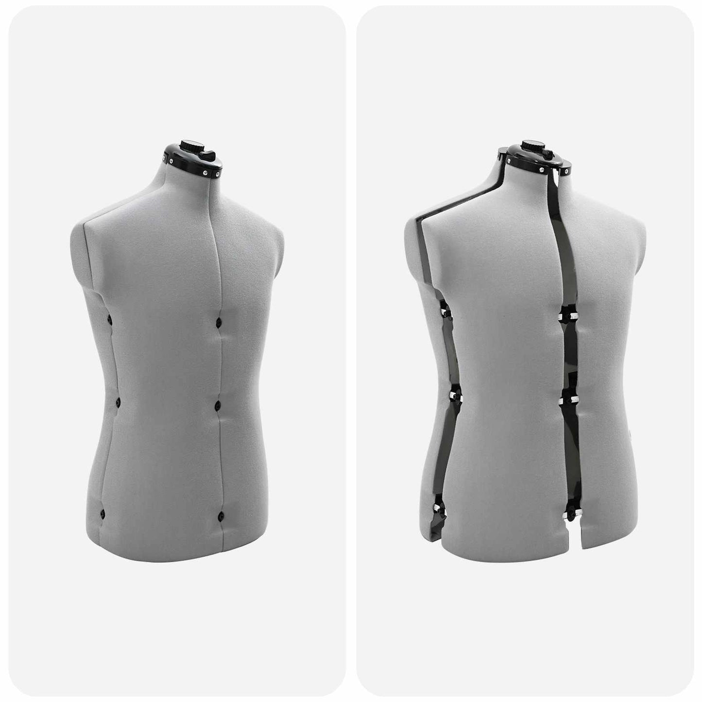 Adjustable Dress Form Male Manual Grey 37.5-45.5 inch Fabric