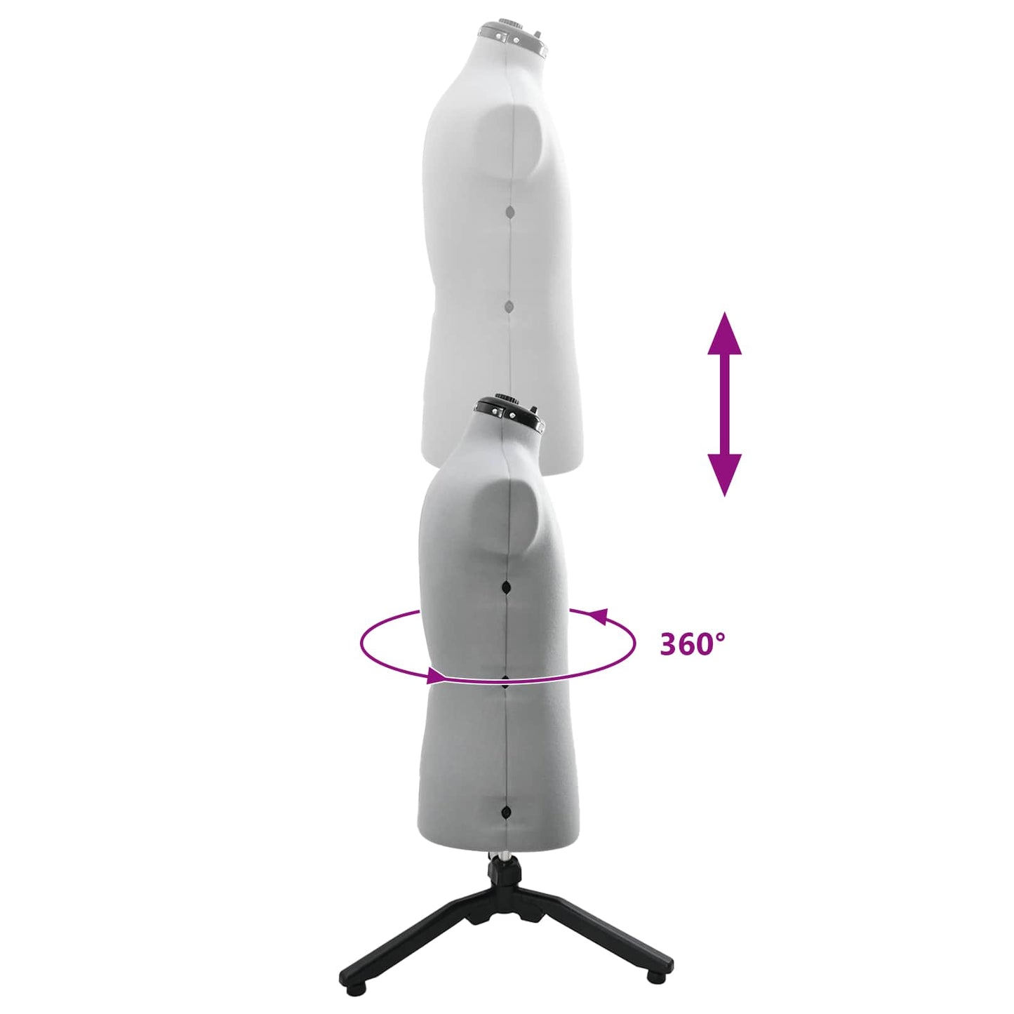 Adjustable Dress Form Male Manual Grey 37.5-45.5 inch Fabric