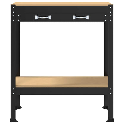 Workbench Black 80 x 40 x 91 cm Engineered Wood and Metal