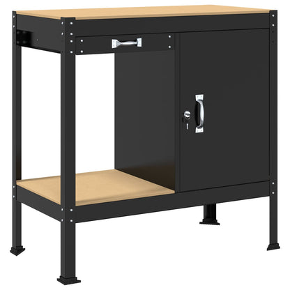 Workbench Black 90 x 49 x 91 cm Engineered Wood and Metal