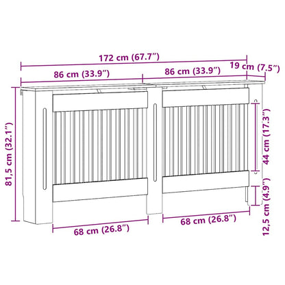 Radiator Cover Black Oak 172 x 19 x 81.5 cm Engineered Wood