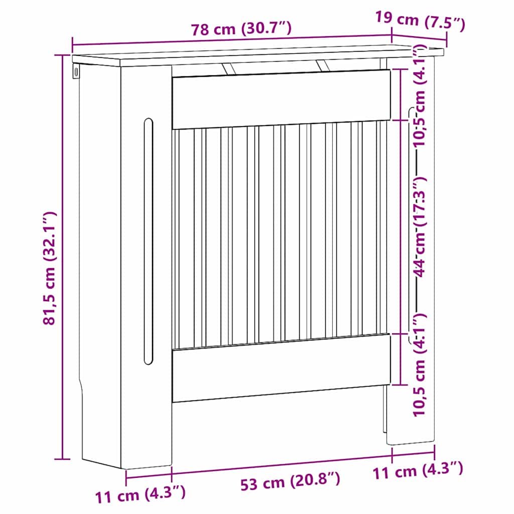Radiator Cover Concrete Grey 78 x 19 x 81.5 cm Engineered Wood