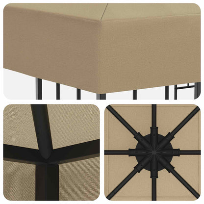 Gazebo 3 x 3 m Beige Polyester and Steel 190 gsm