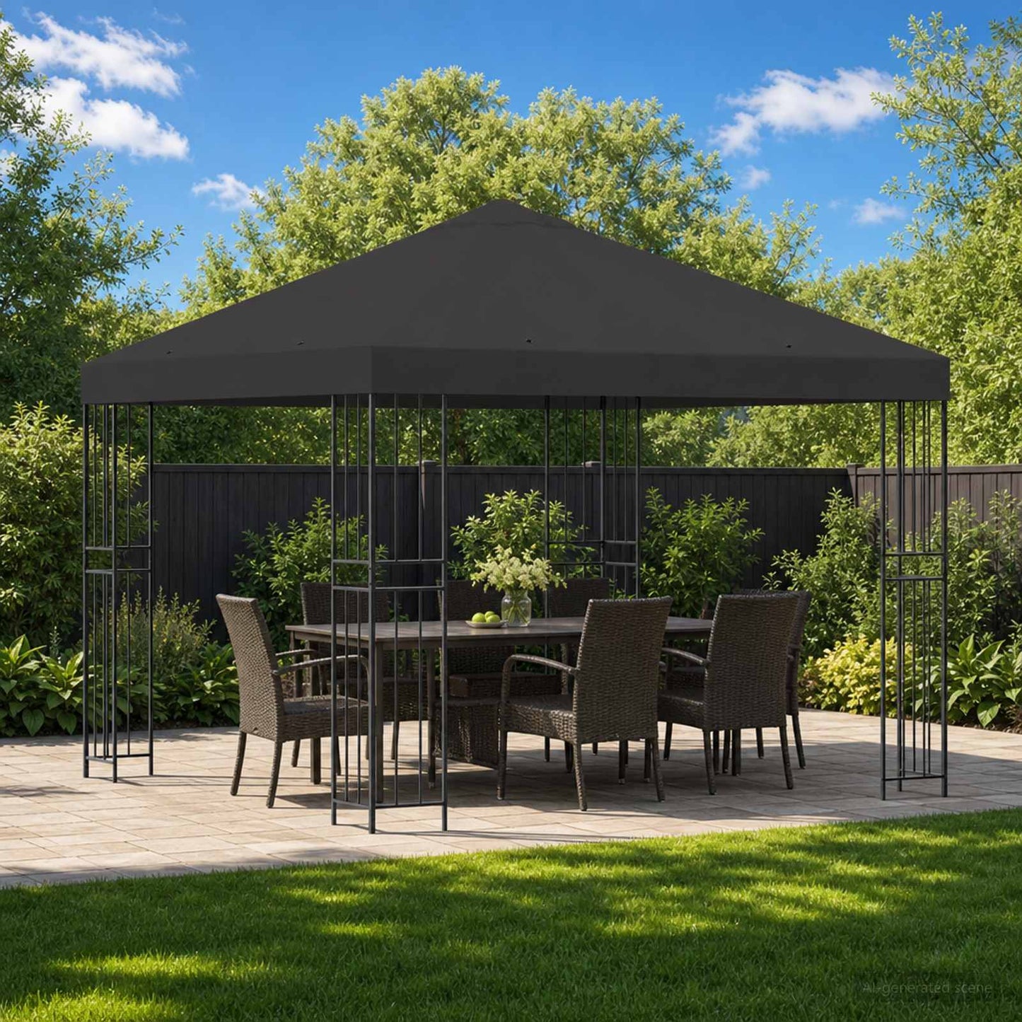 Gazebo 3 x 3 m Anthracite Polyester and Steel 190 gsm