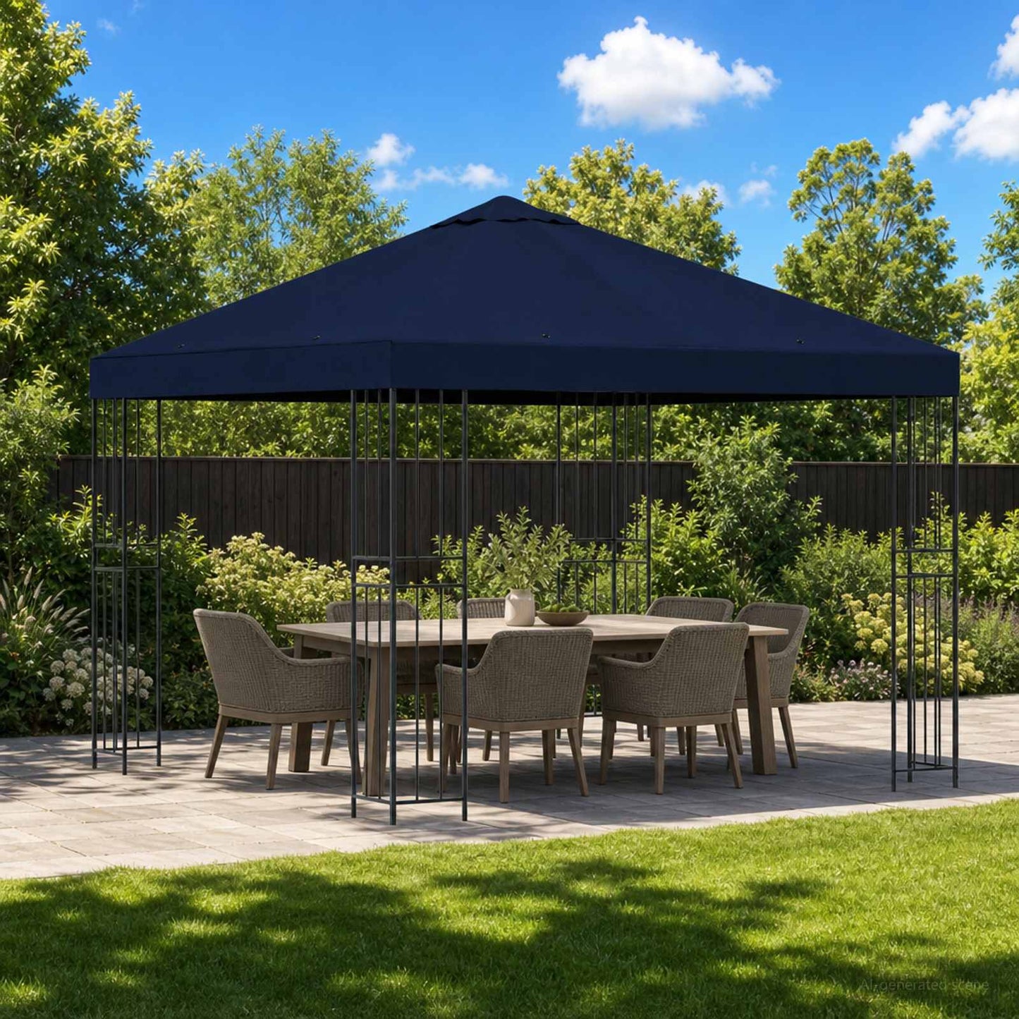 Gazebo 3 x 3 m Blue Polyester and Steel 190 gsm