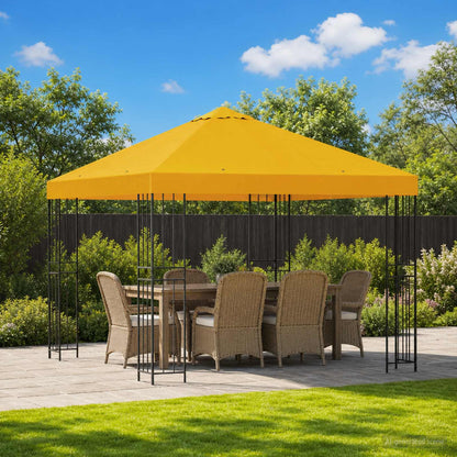 Gazebo 3 x 3 m Yellow Polyester and Steel 190 gsm