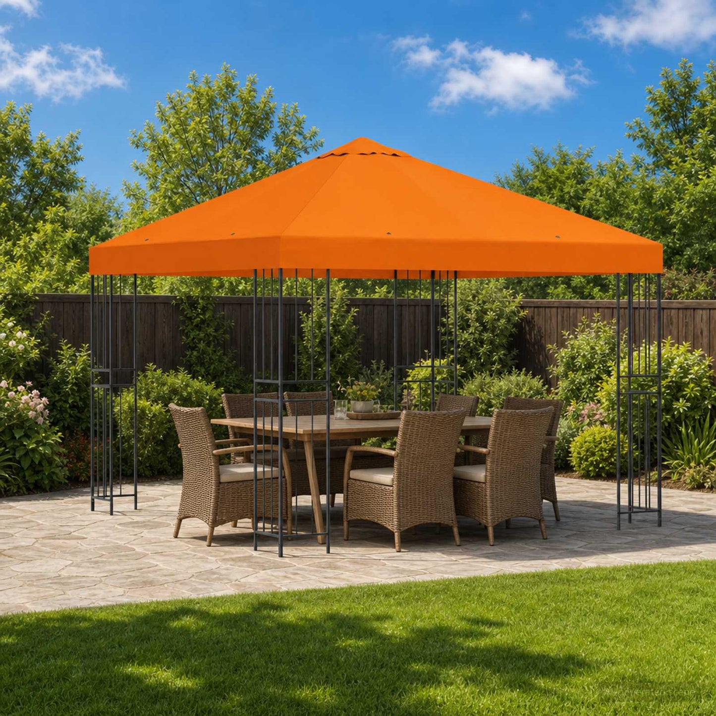Gazebo 3 x 3 m Orange Polyester and Steel 190 gsm