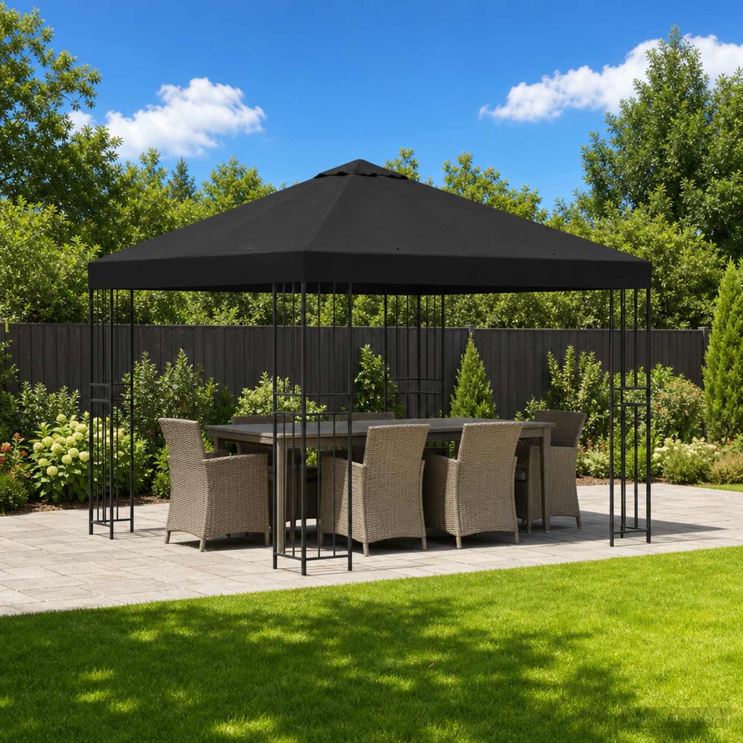 Gazebo 3 x 3 m Black Polyester and Steel 190 gsm