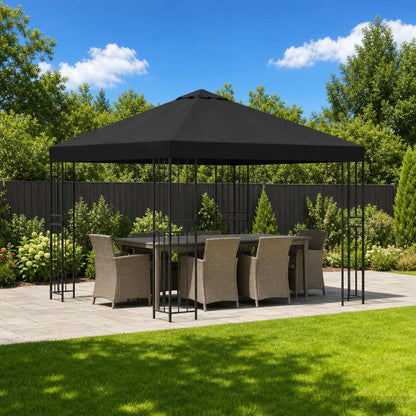Gazebo 3 x 3 m Black Polyester and Steel 190 gsm
