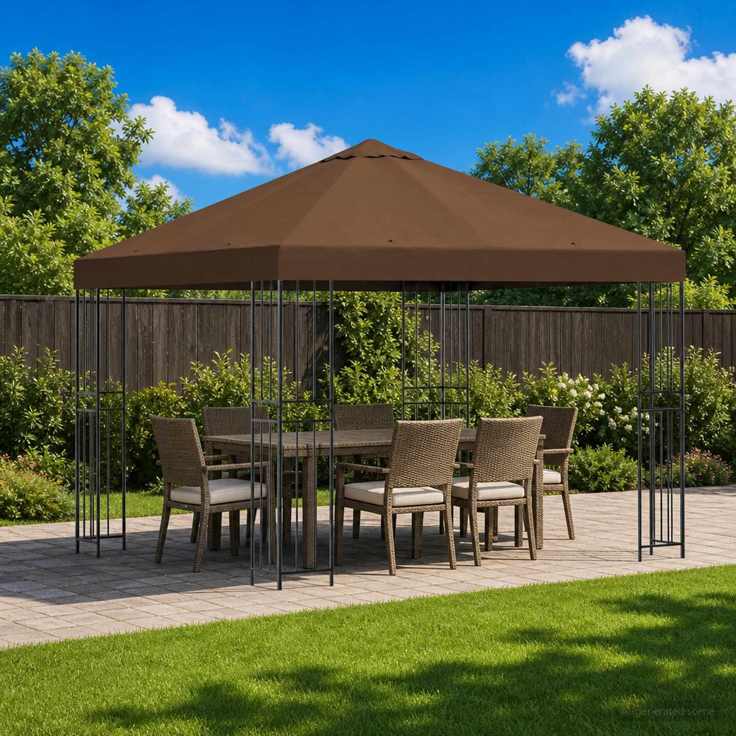 Gazebo 3 x 3 m Brown Polyester and Steel 190 gsm