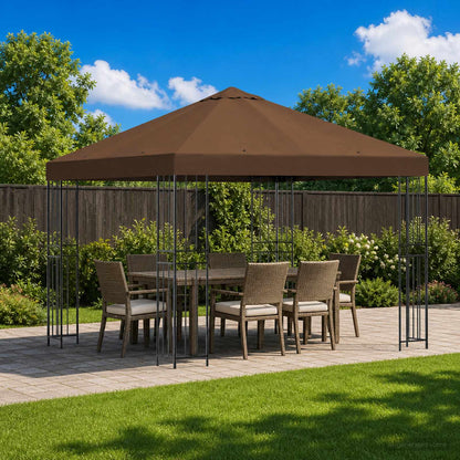 Gazebo 3 x 3 m Brown Polyester and Steel 190 gsm