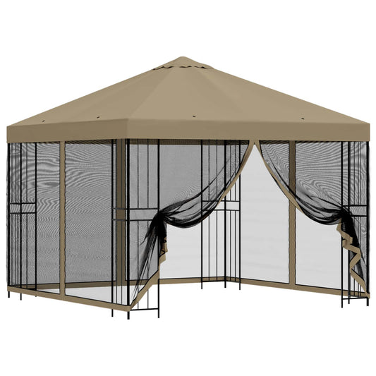 Garden Gazebo with Sidewalls 3 x 3 m Beige Polyester and Steel