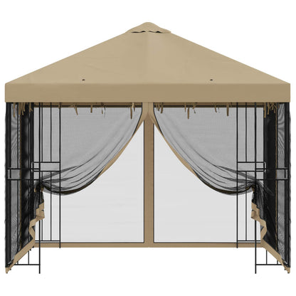 Garden Gazebo with Sidewalls 3 x 3 m Beige Polyester and Steel