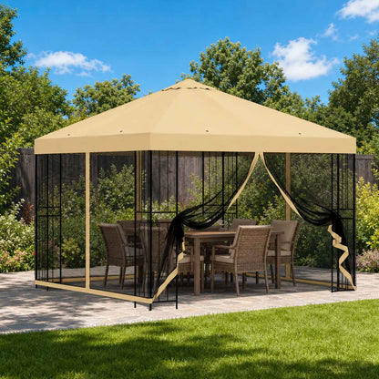 Garden Gazebo with Sidewalls 3 x 3 m Cream Polyester and Steel