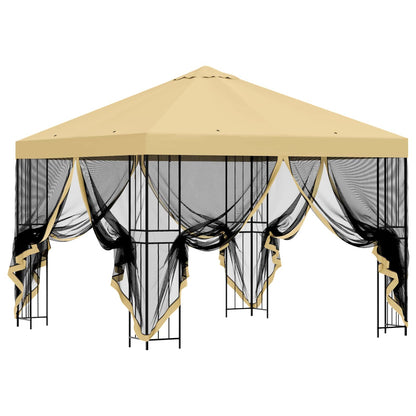 Garden Gazebo with Sidewalls 3 x 3 m Cream Polyester and Steel
