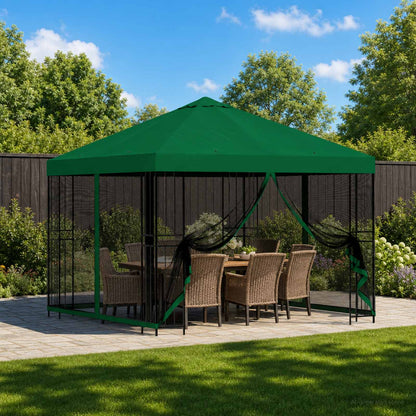 Garden Gazebo with Sidewalls 3 x 3 m Green Polyester and Steel