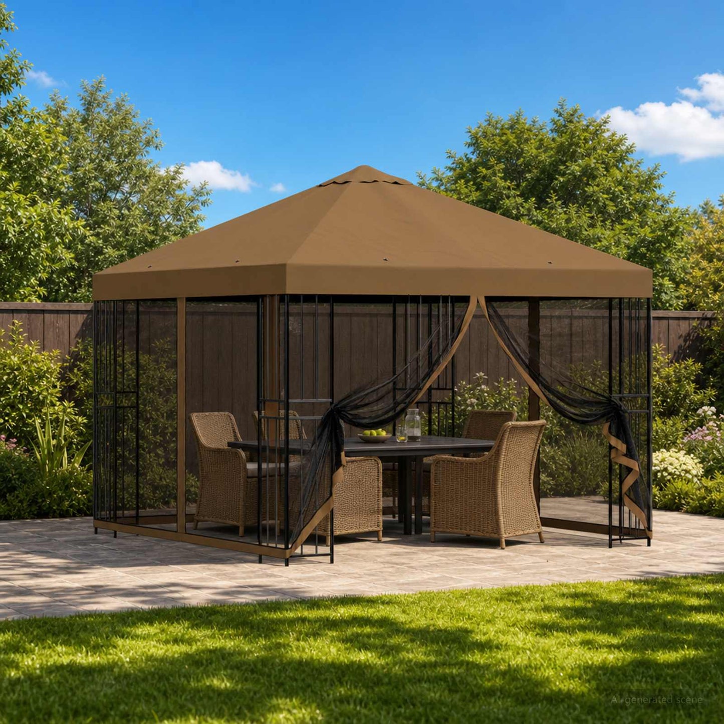 Garden Gazebo with Sidewalls 3 x 3 m Taupe Polyester and Steel