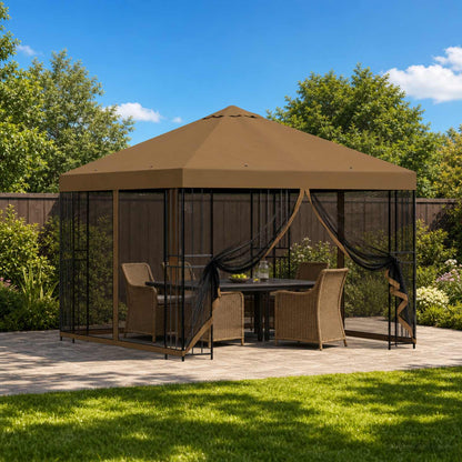 Garden Gazebo with Sidewalls 3 x 3 m Taupe Polyester and Steel