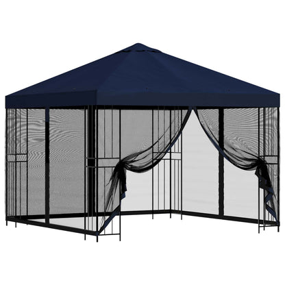 Garden Gazebo with Sidewalls 3 x 3 m Blue Polyester and Steel