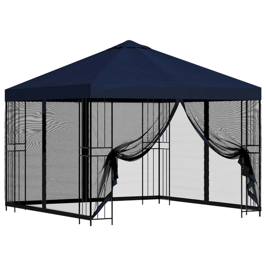 Garden Gazebo with Sidewalls 3 x 3 m Blue Polyester and Steel
