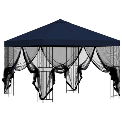 Garden Gazebo with Sidewalls 3 x 3 m Blue Polyester and Steel