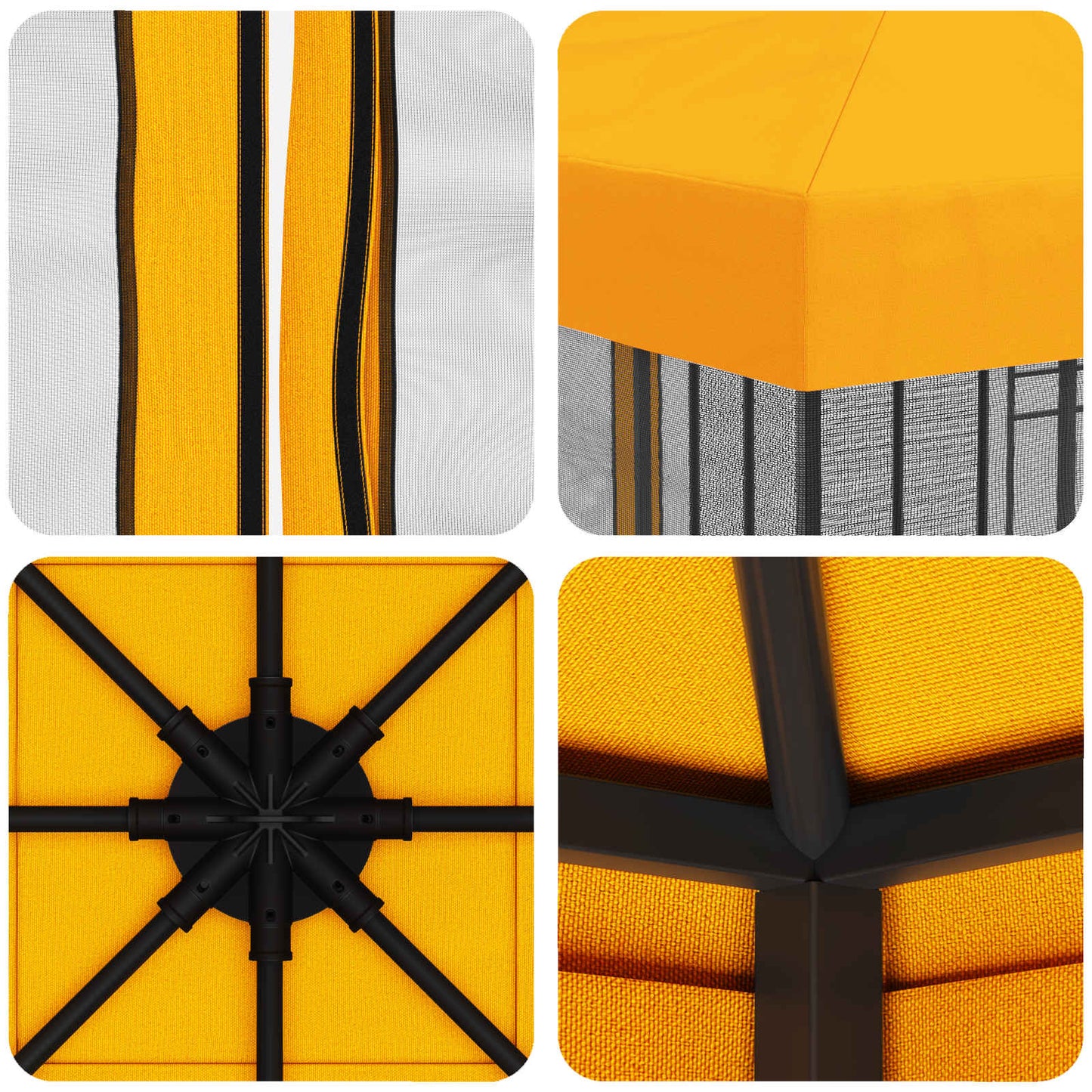 Garden Gazebo with Sidewalls 3 x 3 m Yellow Polyester and Steel