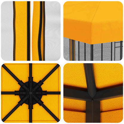 Garden Gazebo with Sidewalls 3 x 3 m Yellow Polyester and Steel
