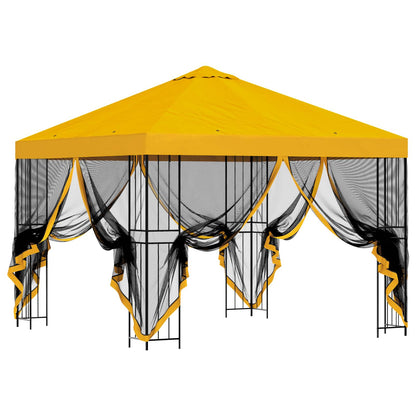 Garden Gazebo with Sidewalls 3 x 3 m Yellow Polyester and Steel